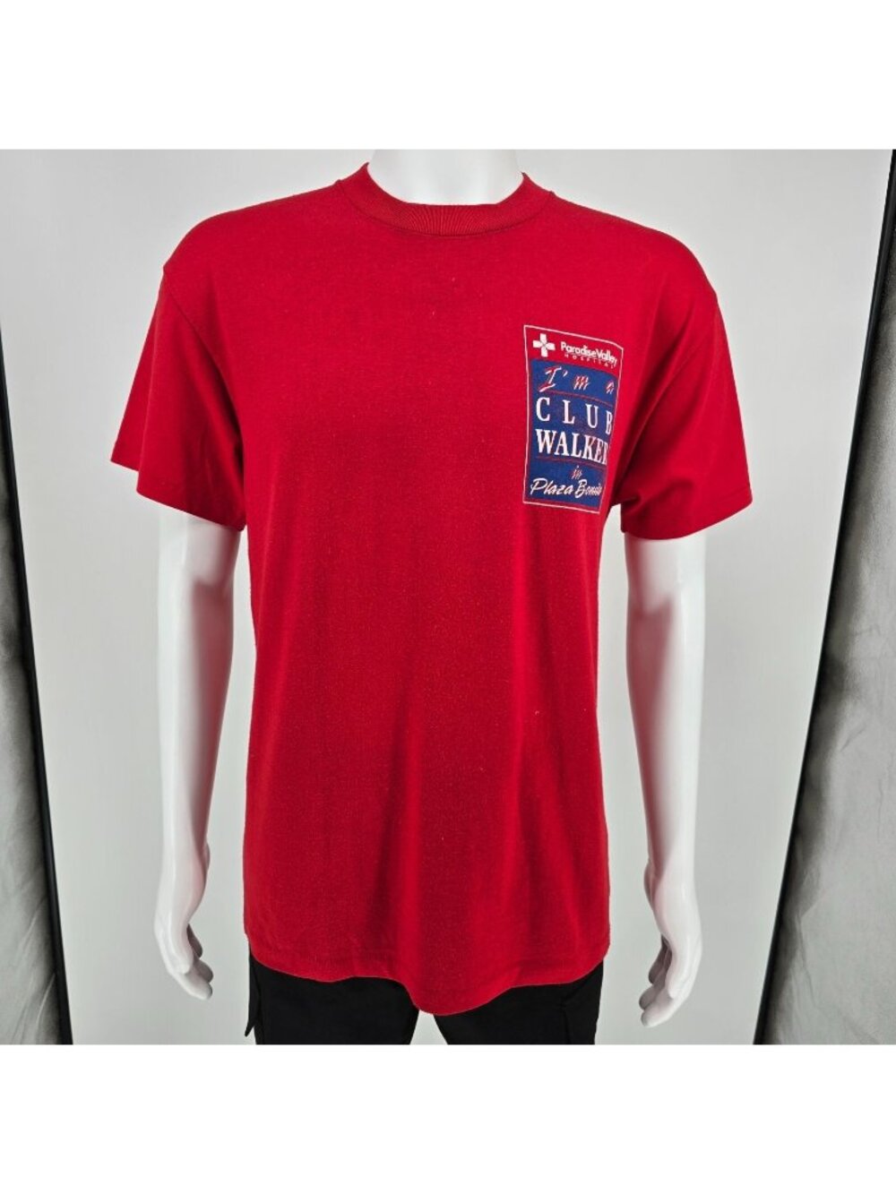 Vintage Oneita 1990s Paradise Valley Plaza Bonita Club Walk Red T-Shirt (M/L)